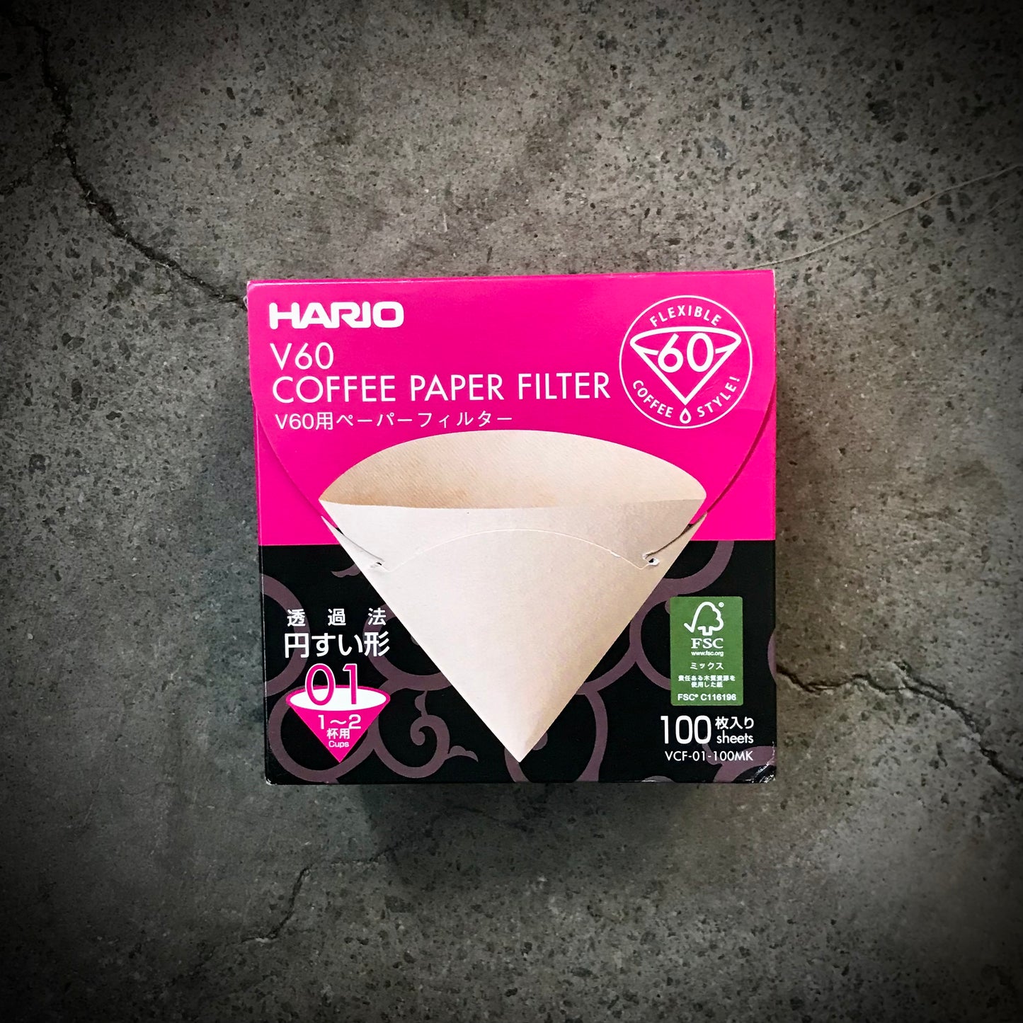 Hario V60 Coffee Paper Filter size 01, 100pk