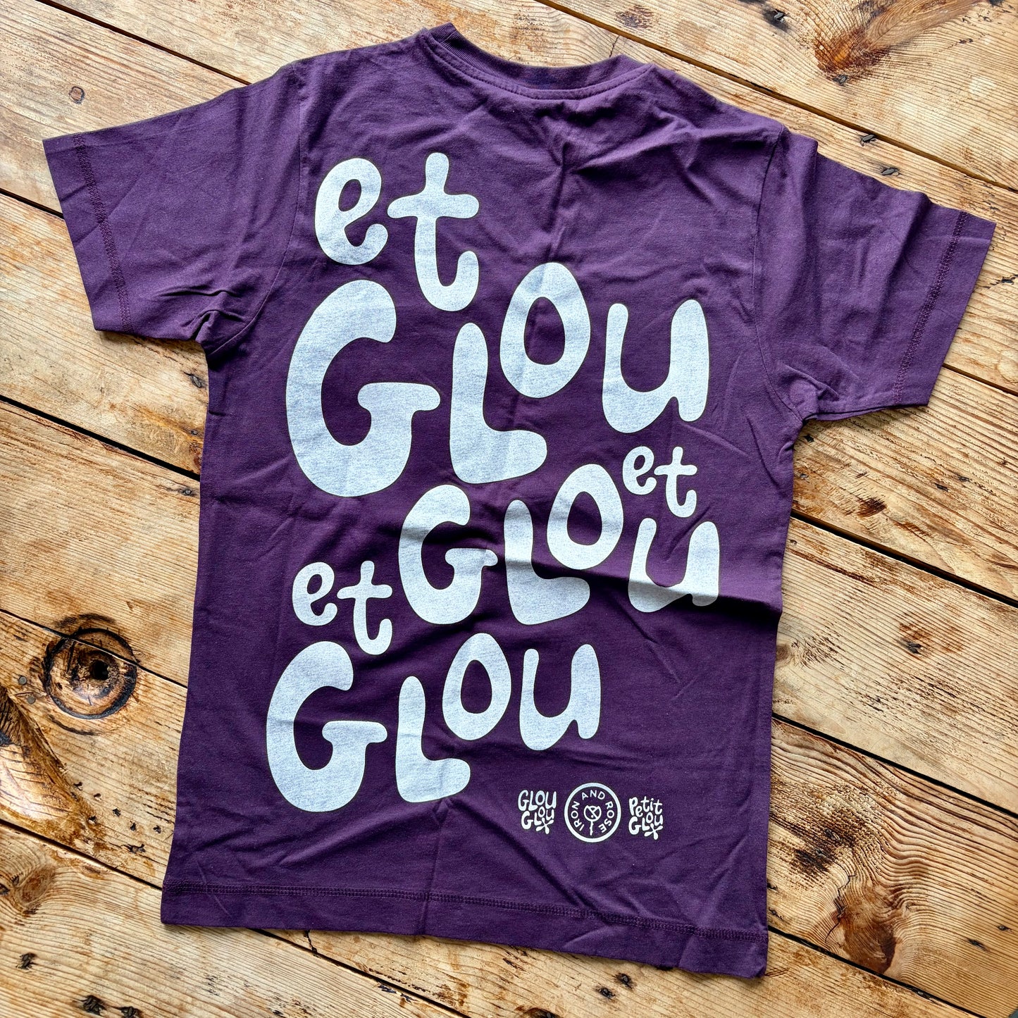 GlouGlou Team T-shirts  - eggplant with white print