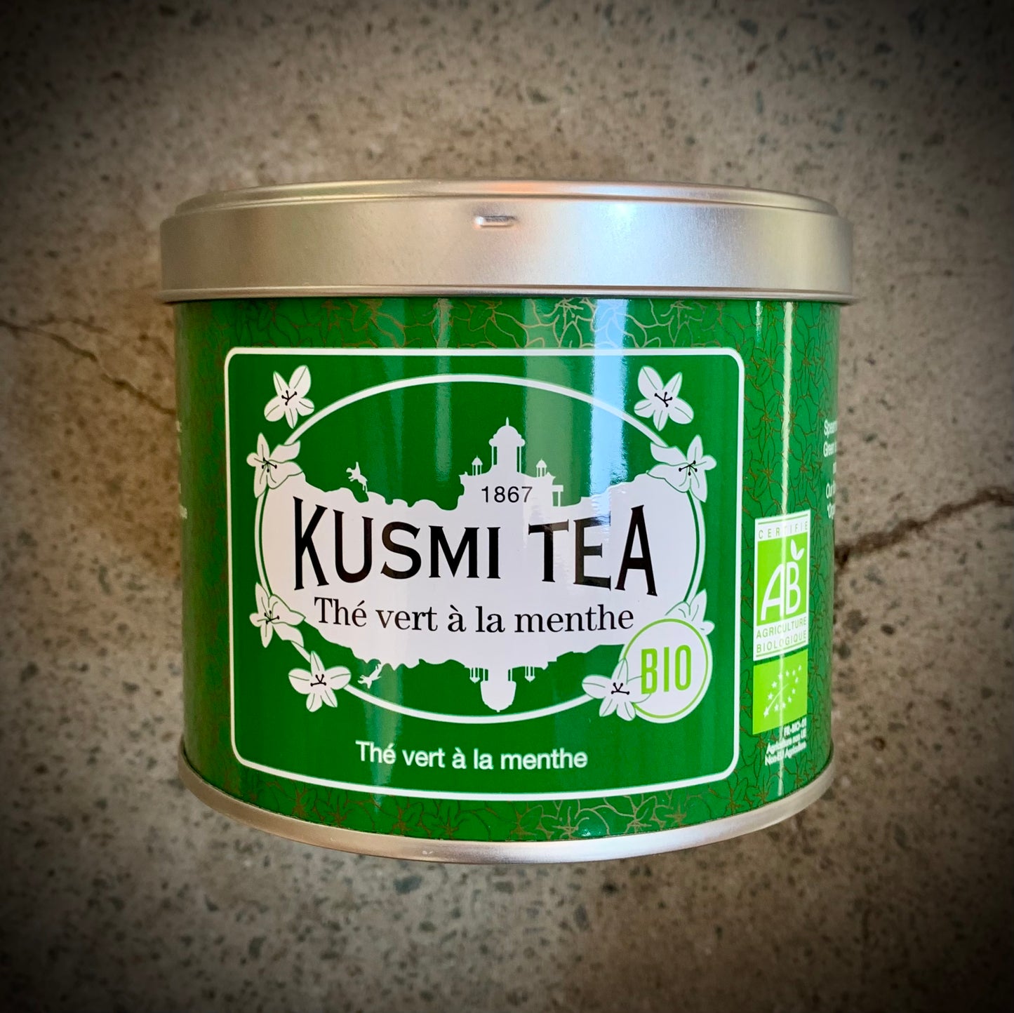 Kusmi, Spearmint Green Tea, Organic tea - 100g tin